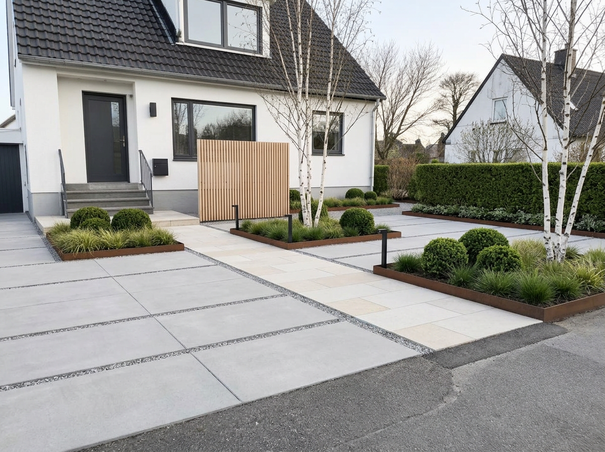 After: Cracked driveway → clean entrance